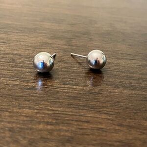 Large Silver Ball Stud Earrings